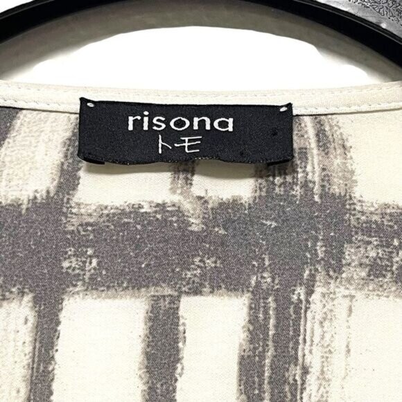 RISONA Semi-Sheer Check Lantern Midi Dress M - Picture 5 of 10